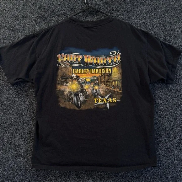 Vtg Harley Davidson Motorcycles FORT WORTH Texas White T-Shirt Size X-Large - Picture 3 of 8
